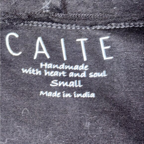 CAITE Embroidered Black Open Front Cardigan with Hood Boho Festival Style, Small - Picture 3 of 14